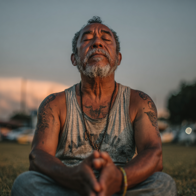 Instructora especializada guiando a adultos mayores en yoga